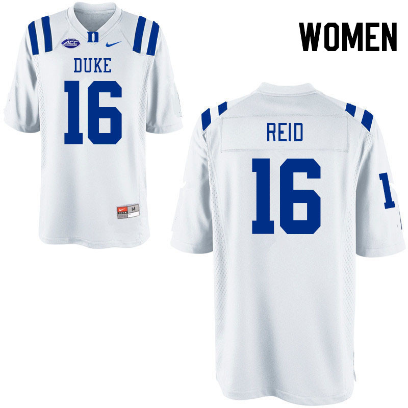 Women #16 Khari Reid Duke Blue Devils College Football Jerseys Stitched-White